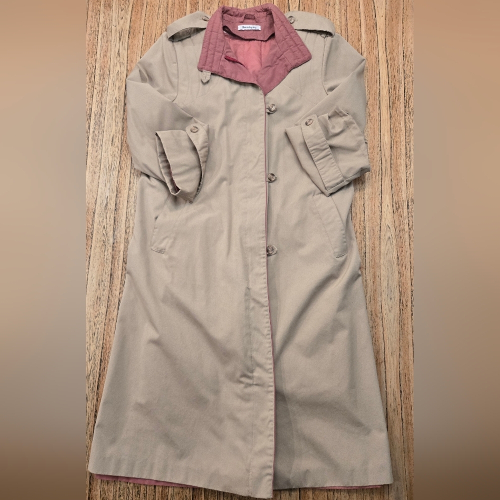 Saxton‎ Hall Vintage Thinsulate Trench Coat Size 13/14 Beige.